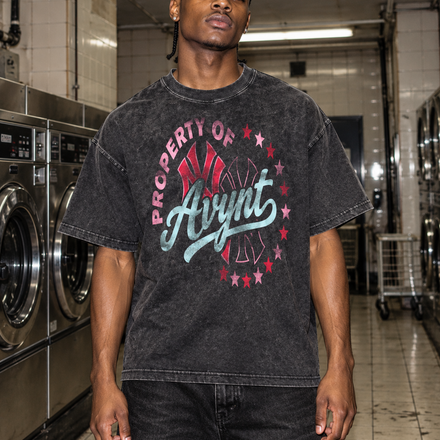 AVYNT “Property Of” Oversized Mineral Wash Graphic Tee
