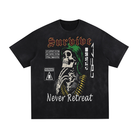 AVYNT Survive Vintage Washed Hand-Frayed Tee